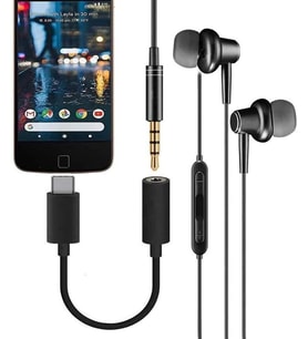 Samsung, Android  iPad ve MacBook USB-C 3.5mm Kulaklık Dönüştürücü (Düz Siyah)