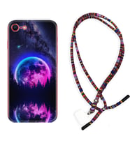 Apple iPhone 5 6 7 8 Plus Se XR Kılıf Boyun Asklı Rasta Silikon Star Planet 1652