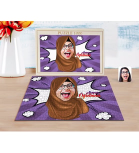 BK Gift Kişiye Özel Kadın Arapça Öğretmeni Karikatürlü 1000 Parça Profesyonel Puzzle-1