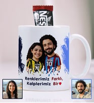 BBaskı Kişiye Özel Fotoğraflı Fenerbahçe Trabzonspor Temalı Kupa Bardak 330 ml – Çiftlere Özel İsimli Hediyelik Porselen Kupa