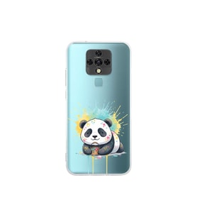 Tecno Camon 16 ile Uyumlu Splash Panda Tasarımlı Şeffaf Silikon Kılıf