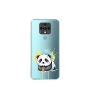 Tecno Camon 16 ile Uyumlu Splash Panda Tasarımlı Şeffaf Silikon Kılıf