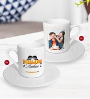 BK Gift Kişiye Özel Babalar Günü Hediyesi Fotoğraflı Türk Kahvesi Fincanı-24 (Beyaz)