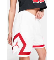 Nike Jordan Heritage Diamond Basketball Loose Fit Shorts White Red Kadın Bol Kesim Şort Beyaz Kırmızı