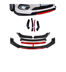 Ön Tampon Eki Universal Ön Lip Vw Transporter T5-T6-T7  Uyumlu Ön Karlık Siyah-Kırmızı