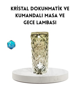 Kristal RGB LED Masa Lambası – Renkli Kumandalı Işık, Dekoratif ve Enerji Tasarruflu