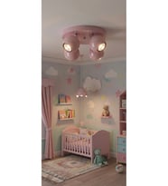 OS RAM 4'lü Dörtlü Hareketli Başlık Bebek OdasıToz Pembe Led Spot Avize - Modern Bebek Genç Kız Odası Metal Tavan Avize Aydınlatma