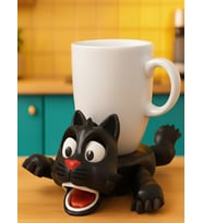 Pawodi Şaşkın Kedi Hareketli Bardak Altlığı  Bardak Konunca Hareket Eden 3D Baskı Coaster  Eğlenceli Masaüstü Dekoru  Beyaz Siyah Pembe Turuncu