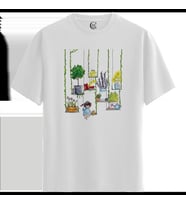 Cozy Garden Swing - %100 Pamuklu Kadın Beyaz Tişört - Premium Quality (Siyah - Beyaz)