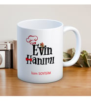 EVİN HANIMI BASKILI KUPA BARDAK (KİŞİSELLEŞTİRİLEBİLİR)