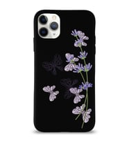 Apple iPhone 11 Pro  Lansman Kılıf Lavanta ve Kelebek Tasarımlı Altı Kapalı İçi Kadife Kaplı  Kapak (Şeffaf)
