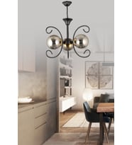 Kelebek Siyah  3'lü Füme Glop Camlı  Modern Lüks Avize
