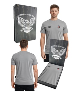 Beşiktaş Umbro Beşiktaş Antrenman T-Shirt Pamuklu 25/26 Lazer Kutu Hediyeli (Gri)