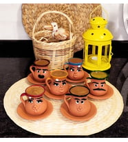 Toprak Fincan Takımı Emoji İfadeli Özel El Yapımı