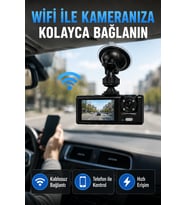 Çift Kameralı WiFi Araç Kamerası 170° Geniş Açı Full HD Araç İçi Kayıt Sistemi