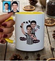 Kişiye Özel Karikatürlü Siyah Beyaz Taraftar Baba Oğul Kupa Bardak Babalar Günü Hediyesi