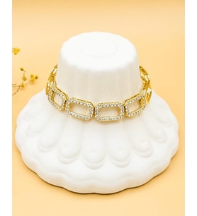 XUPING Zirkon Taşlı Dörtgen Gold Zincir Premium  Bileklik