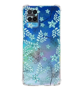 PrintiFy Oppo A54 Uyumlu Köşe Korumalı Floral Su Yeşili Tasarımlı Şeffaf Silikon Kılıf