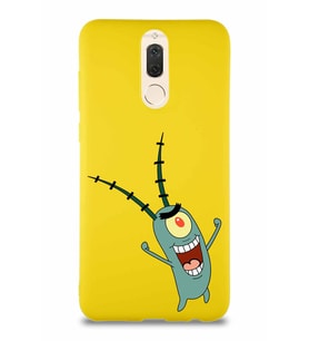 Huawei Mate 10 Lite Soft Premier Kapak Plankton Tasarımlı Silikon Kılıf - Sarı (Şeffaf)
