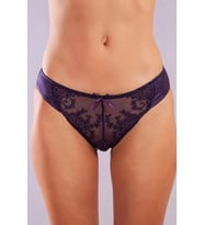 Giyim Golshan Giselle Mini Slip, Kadın Güpürlü Saten Mor Külot