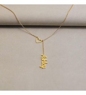 Kişiye Özel Kalp Şık İsim Y Kolye 925K Gümüş (Gold)