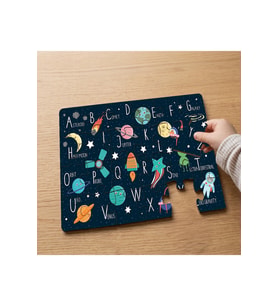 Uzay Alfabesi Tasarımlı 24 Parça Ahşap Çocuk Puzzle MPK1079