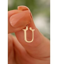 14 Ayar Altın Ü Harfi Harf Kolye Ucu (Sarı)
