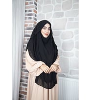 Gölgeli sufle hijab khimar tesettür pratik sufle (Düz Siyah)