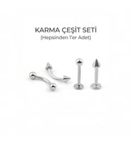 4'lü Kararmaz Cerrahi Çelik Karma Piercing Seti Tragus Helix Kaş Göbek Dudak Rook Kıkırdak Küpesi