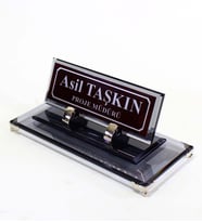 Kişiye Özel İsimlik Tasarım Premium Cam Masaüstü İsimlik - Yönetici İsimlik – Ofis Masaüstü İsimlik - Yeni Ofis Hediyesi