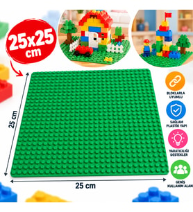 25x25 cm Blok Oyun Tablası Yeşil Yapım Oyuncakları İçin Zemin