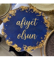 YRN CONCEPT & TASARIM Kişiye Özel Tasarım Lüks Epoksi Çiçek Supla, İsimli ve Yazılı Dekoratif Servis Altlığı