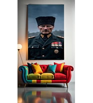 MAREŞAL MUSTAFA KEMAL ATATÜRK Ev Duvar Salon Güzellik Salonu Ofis Dükkan Dekarasyon Kanvas Tablo (Çok Renkli)