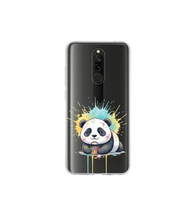 Redmi 8 ile Uyumlu Splash Panda Tasarımlı Şeffaf Silikon Kılıf