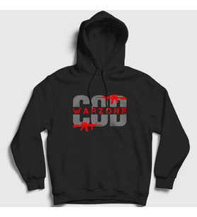 Presmono Unisex Beyaz Oyun Call Of Duty Warzone Kapüşonlu Sweatshirt 513129tt (Siyah)