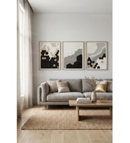 Modern Geometrik Hexagon Desenli 3’lü Ahşap Çerçeveli Tablo Seti