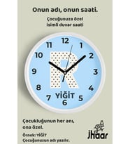 İsme Özel R Harfi Çocuk Odası Duvar Saati Orta Boy 30 cm Beyaz Camlı Sessiz
