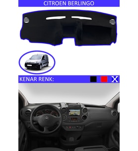 Citroen Berlingo İçin Uygun Torpido Koruma Halısı Siyah Kenar Renk Mavi