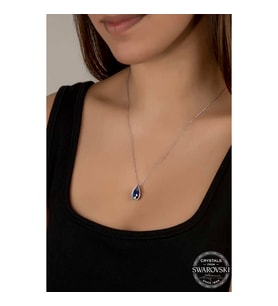 Swarovski Crystal Taşlı Damla Gümüş Kadın Kolye