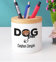Kişiye Özel Dog Dad Kalemlik Köpek Babası (Beyaz)