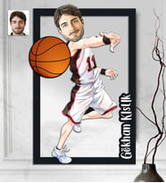 Kişiye Özel 3D  Ahşap Tablo Basketbolcu Erkek 30x40 -1