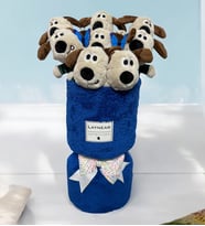 Sevimli Karikatür Köpekler Peluş Vazo Tasarımlı Buket