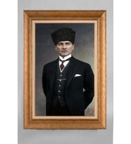 Çerçeveli Paspartulu Atatürk Tablo a523 (Gold)