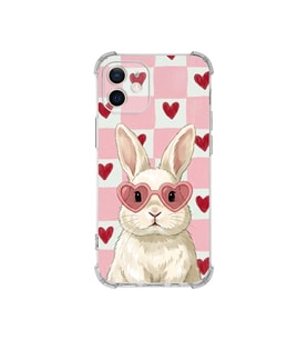 PrintiFy Apple iPhone 12 Mini ile Uyumlu Pembe Pötikare Serisi Pembe Zıpzıp Tasarımlı Uv Baskılı Köşe Korumalı Antişok Kılıf