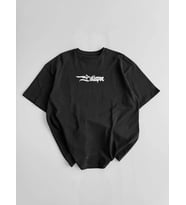 Erkek Ön ve Arka Baskılı T-Shirt Kısa Kol Bisiklet Yaka Regular Fit Tişört - Siyah
