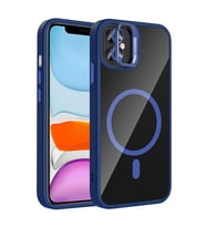 Coverzone iPhone 11 ile Uyumlu Z-Etro MagSafe Wireless ?arj Destekli, G��l� Manyetik Tutucu, Stand Olabilen, Kamera Lens Hediyeli Koruyucu K?l?f Lacivert