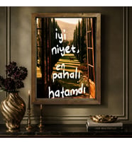 BK Gift Vintage Klasik Sanat Esprili Sözlü Masif Ahşap Çerçeveli Dekoratif Tablo - 40