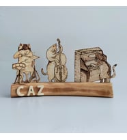 Woodensea Kedi Caz Orkestrası Ahşap Biblo El Yapımı