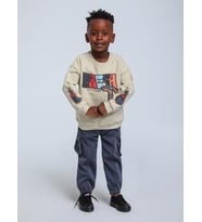 Erkek Bebek Fresh Dokulu İnce Şardonlu 3 İplik Sweatshirt (Bej)