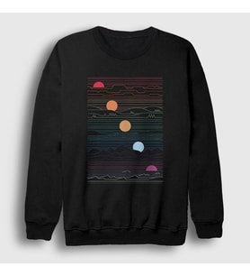 Presmono Unisex Siyah Sun Phases Güneşin Fazları Sweatshirt 551741tt